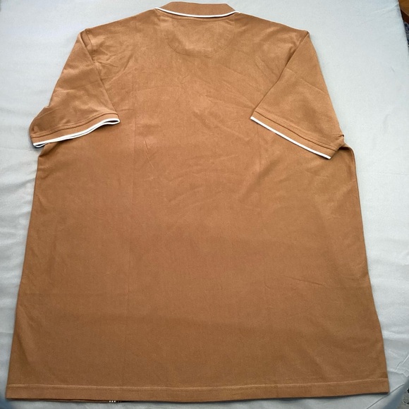 Shaquille O’Neal Mens 3XLT Big & Tall 1/4 Zip Polo Shirt Brown Black Striped NWT - Picture 8 of 8